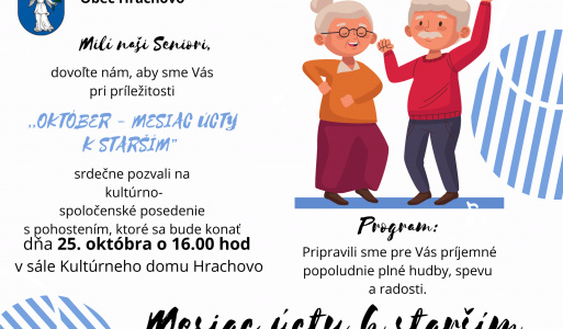 Mesiac úcty k starším dňa 25. 10. 2024 v sále Kultúrneho domu v Hrachove 