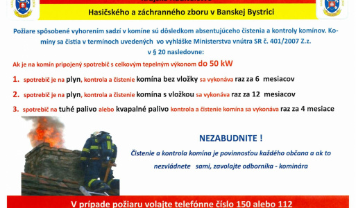 KRHaZZ v Banskej Bystrici - upozornenie Požiare spôsobené vyhorením sadzí v komínoch 