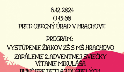 Mikuláš dňa 08. 12. 2024 pred obecným úradom v Hrachove 