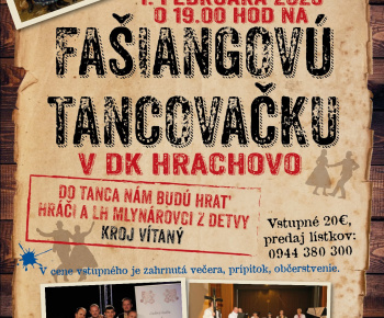 Fašiangová tancovačka dňa 01. 02. 2025 v kultúrnom dome v Hrachove 